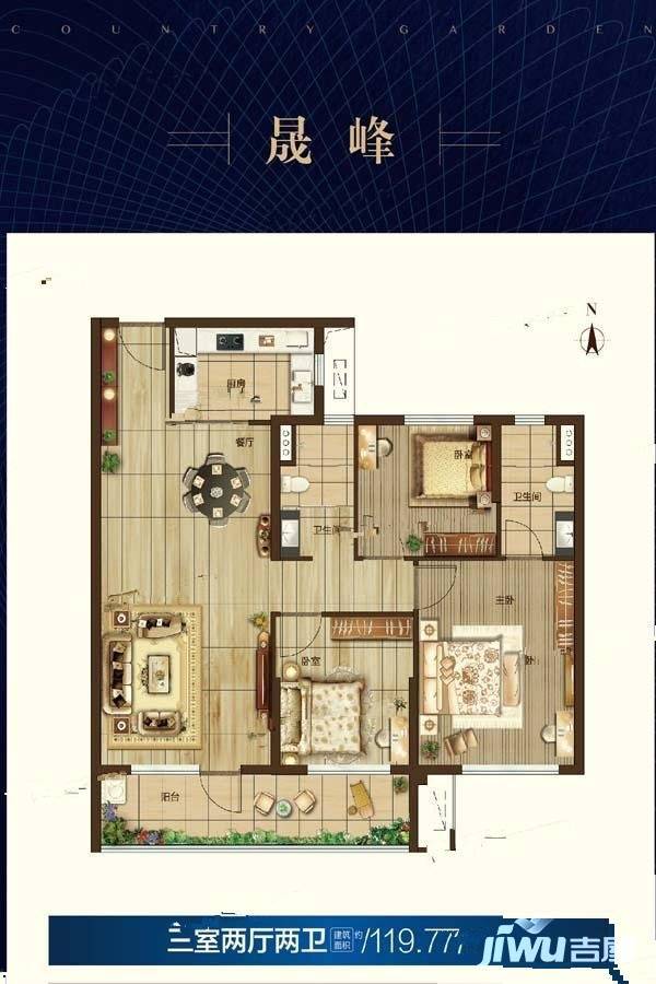 碧桂园蓝谷之光3室2厅2卫119㎡户型图