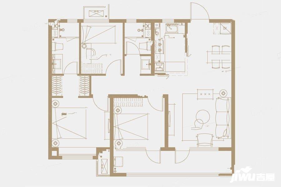 万科新都会3室2厅2卫118㎡户型图