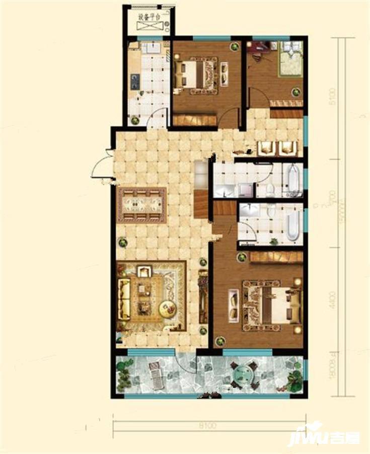 建邦垅锦墅3室2厅2卫146㎡户型图