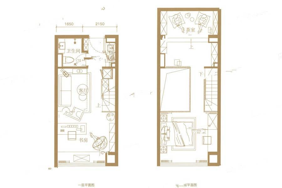 昆仑府2室2厅1卫41㎡户型图