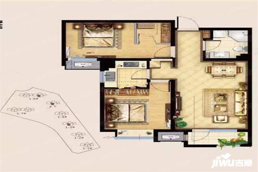 海尔国际信息谷2室2厅1卫81㎡户型图