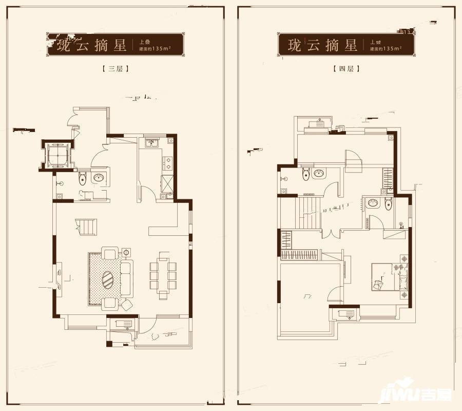 天一仁和珑樾海3室2厅3卫135㎡户型图