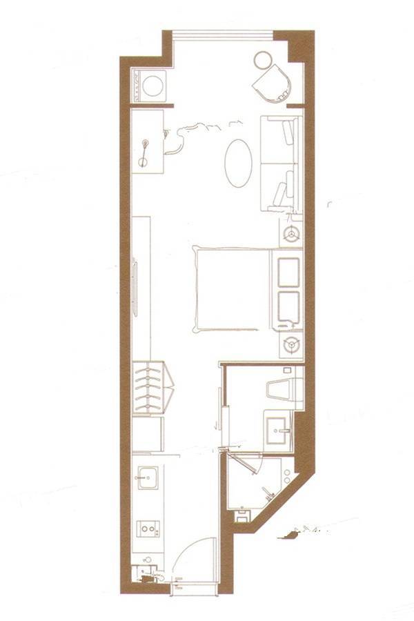 鲁商蓝岸公馆1室1厅1卫50㎡户型图