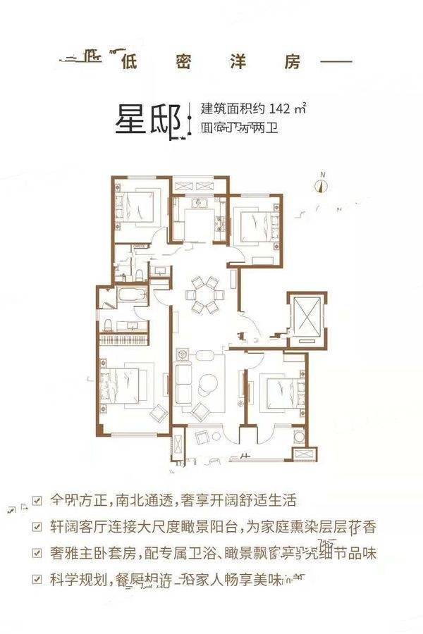 红星国际广场4室2厅2卫142㎡户型图