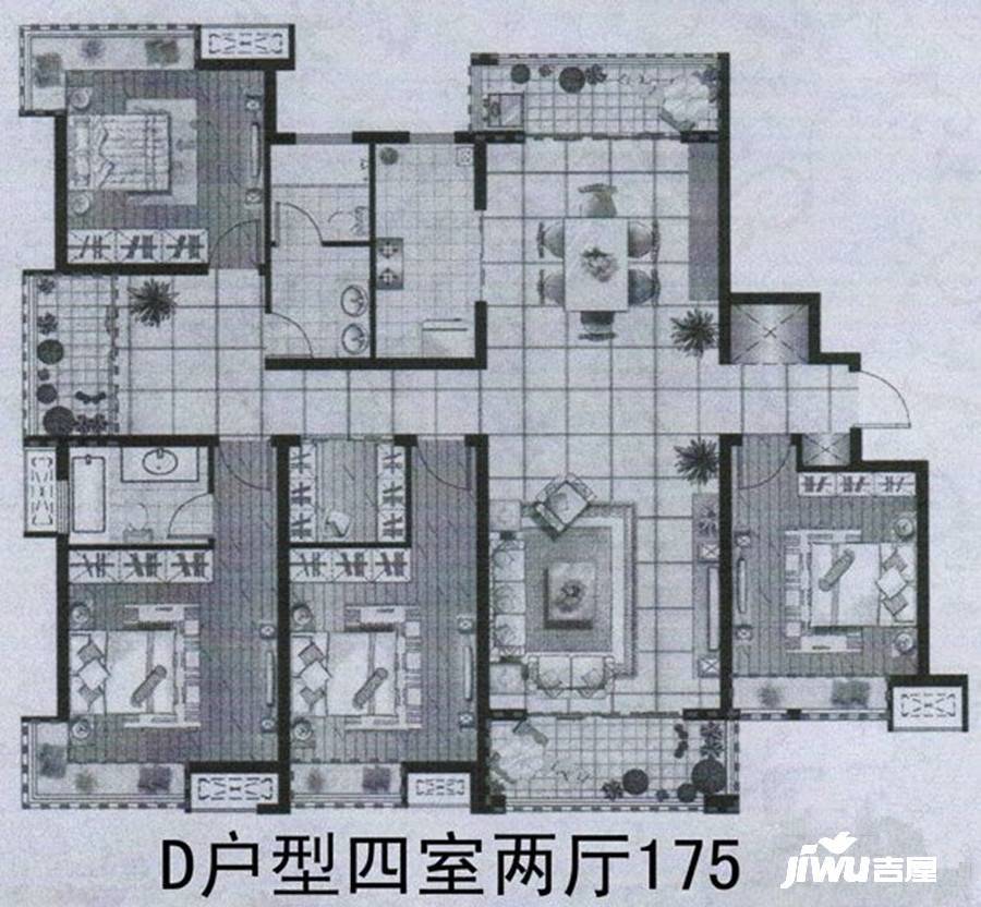 金鹰盛世花园4室2厅2卫175㎡户型图