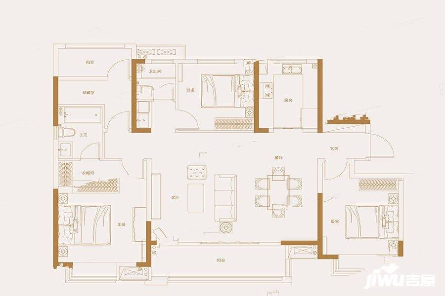 中海万锦公馆4室2厅2卫143㎡户型图