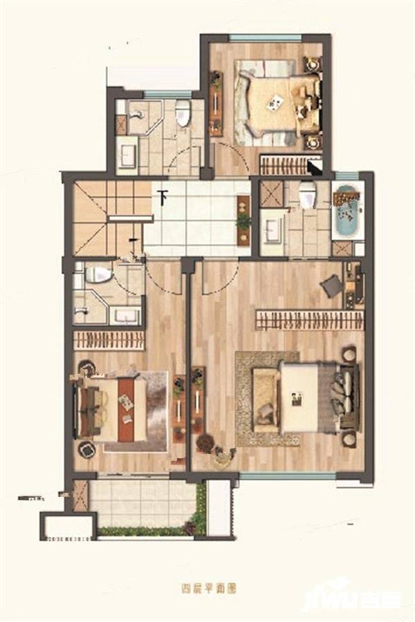 石榴世家院子4室2厅4卫165㎡户型图