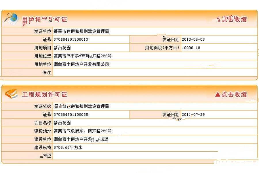 紫台花园楼盘证照图片