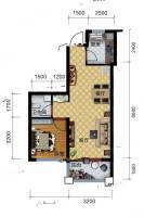 龙族海城广场1室2厅1卫62.3㎡户型图