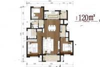 峰山水库周边地块起步区3室2厅2卫120㎡户型图