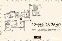 蓬莱海上帝景3室2厅2卫129.4㎡户型图
