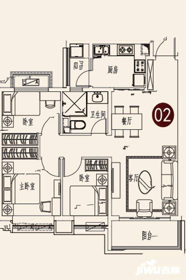 蓬莱海上帝景3室2厅1卫108.2㎡户型图