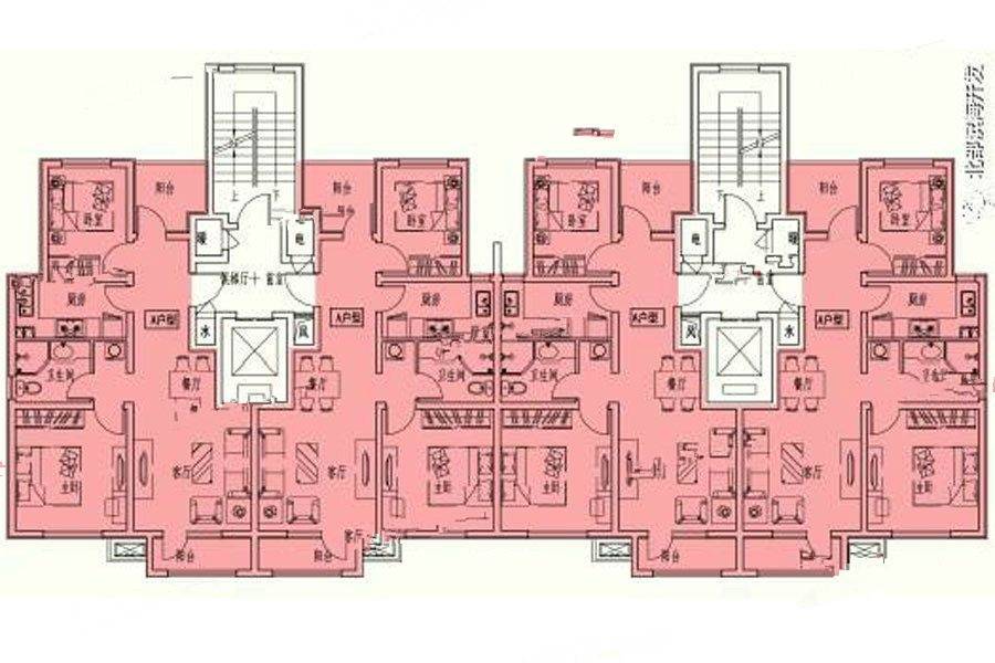 峰山水库周边地块起步区2室2厅1卫87㎡户型图