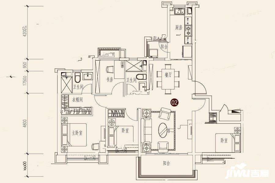 蓬莱海上帝景4室2厅2卫149.2㎡户型图