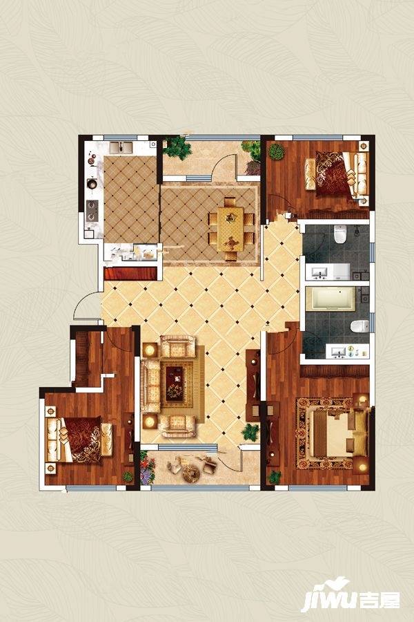 弘邦宝第3室2厅2卫148㎡户型图