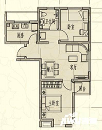 佛光山景温泉花园1室2厅1卫70.4㎡户型图