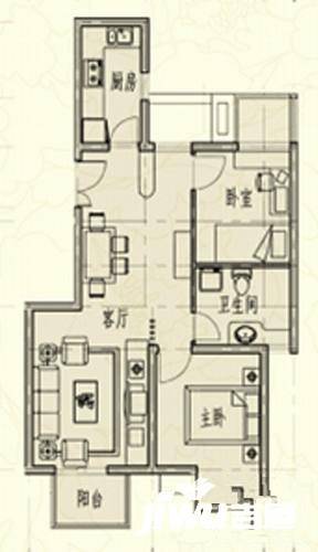 佛光山景温泉花园2室2厅1卫76㎡户型图