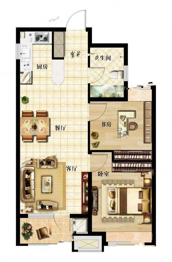 恒达祥合院2室2厅1卫81㎡户型图