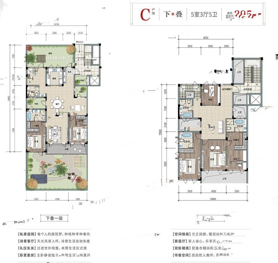 蓝城烟台桃李春风5室3厅5卫295㎡户型图