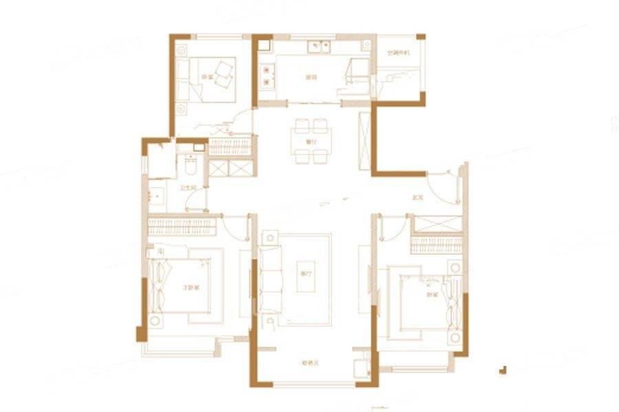 济南中麓府3室2厅1卫115㎡户型图