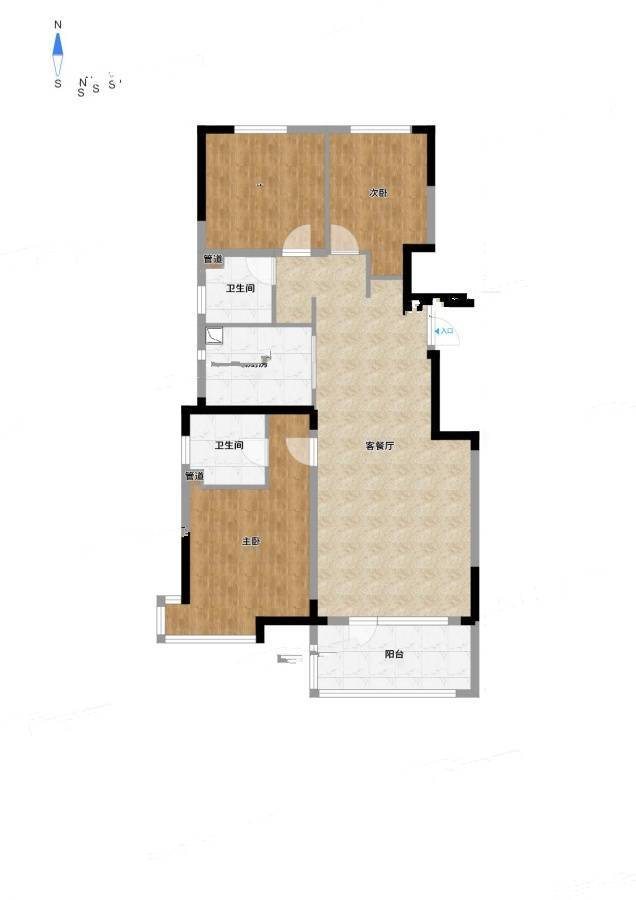 大华紫郡3室2厅2卫118㎡户型图