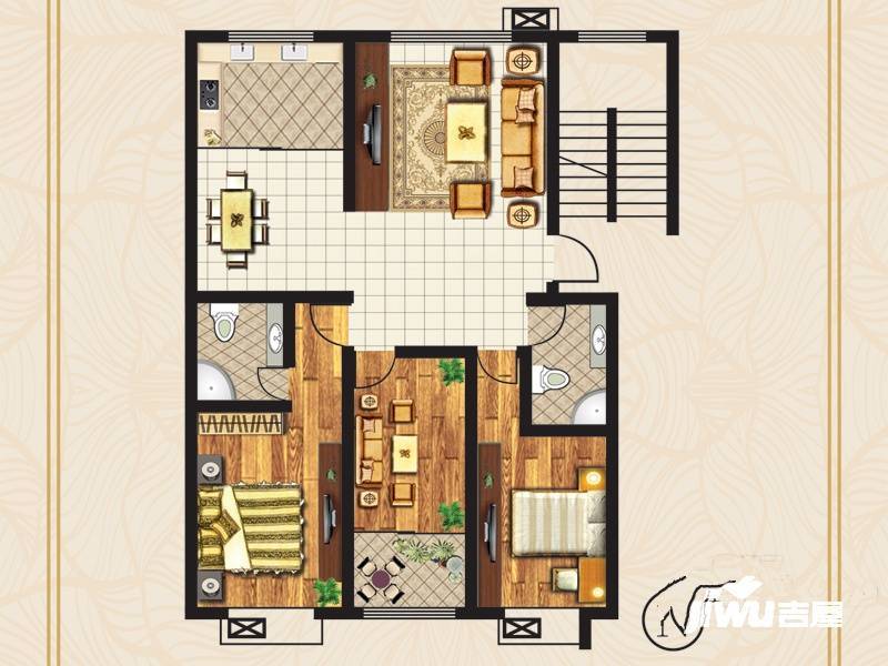 贵和瑞园3室2厅2卫122.5㎡户型图