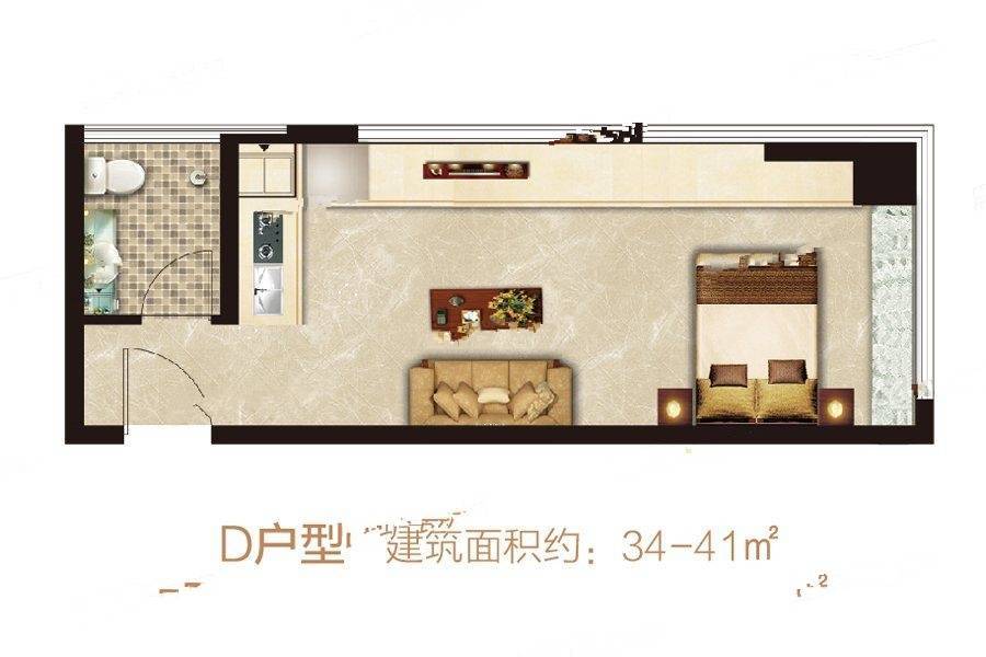 大友中心普通住宅34㎡户型图