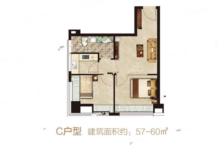 大友中心普通住宅57㎡户型图