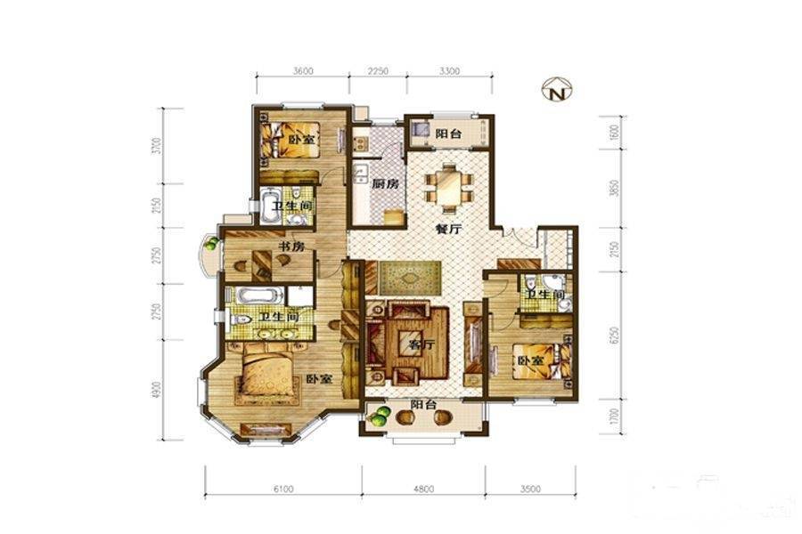 建邦原香溪谷4室2厅3卫206㎡户型图