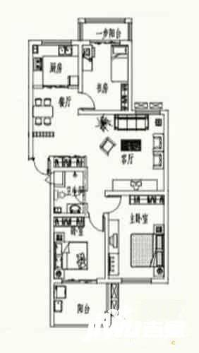 华鑫现代城3室1厅1卫114㎡户型图