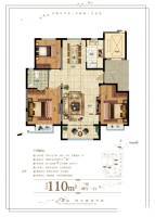 中铁锦悦名筑3室2厅1卫110㎡户型图