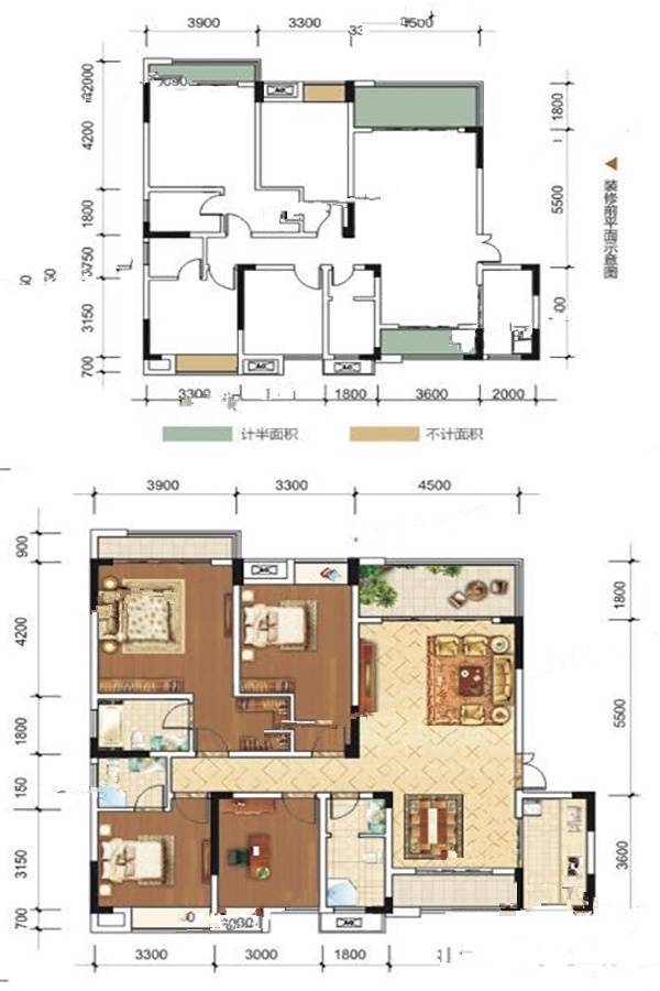 雄飞国际新城鸿岛4室2厅3卫152.3㎡户型图