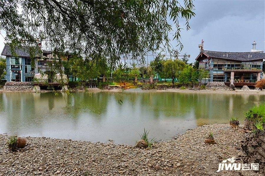 丽月湖岸实景图图片