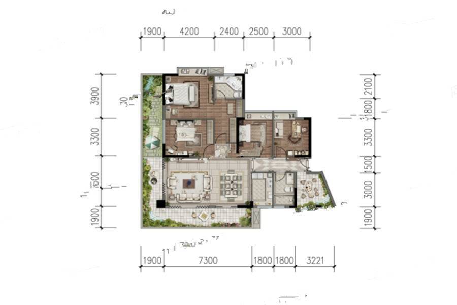 贵高速花溪26°4室2厅2卫149㎡户型图