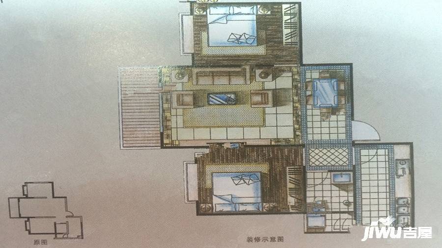 东湖新天地2室2厅1卫88㎡户型图