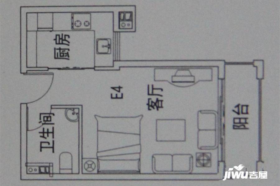 金湖盛景1室1厅1卫40㎡户型图