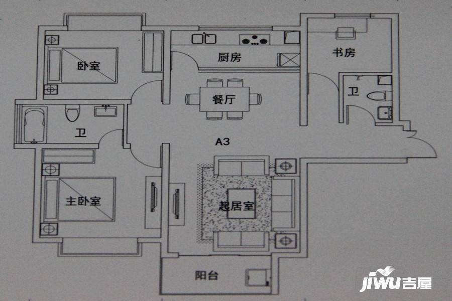 金湖盛景3室2厅2卫113㎡户型图