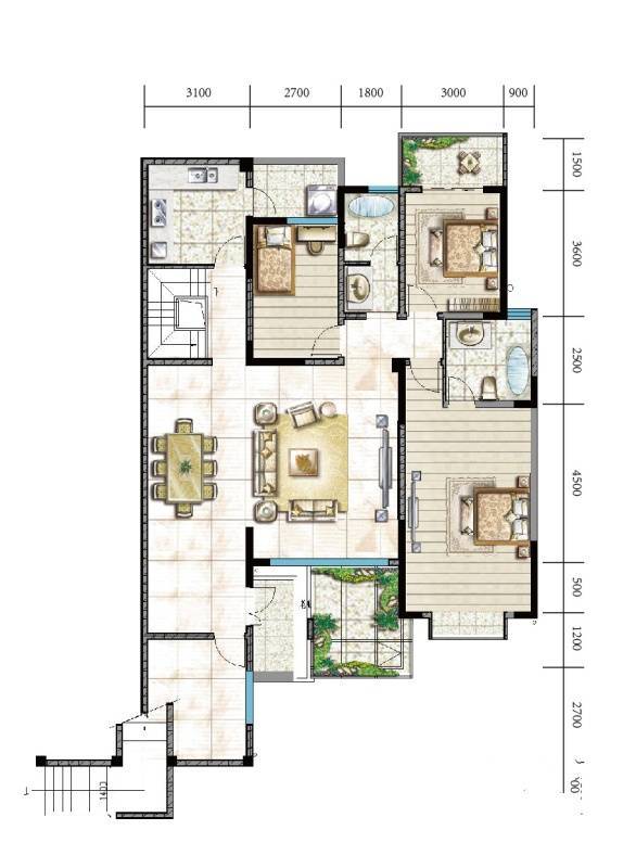 澜山悦4室2厅2卫149㎡户型图