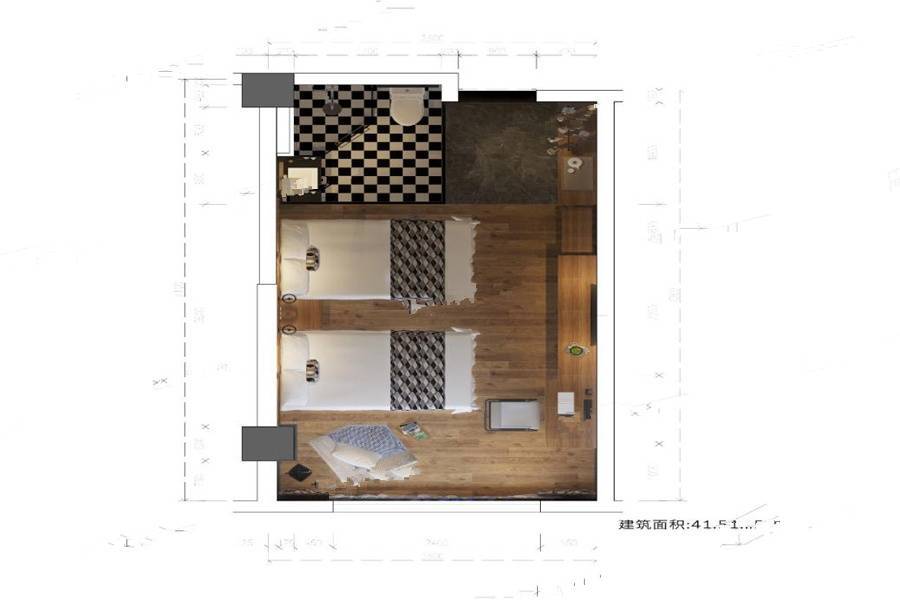 石林金色时代商贸城1室1厅1卫41.5㎡户型图