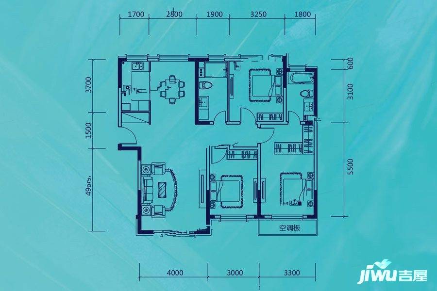 绿地城3室2厅2卫135㎡户型图