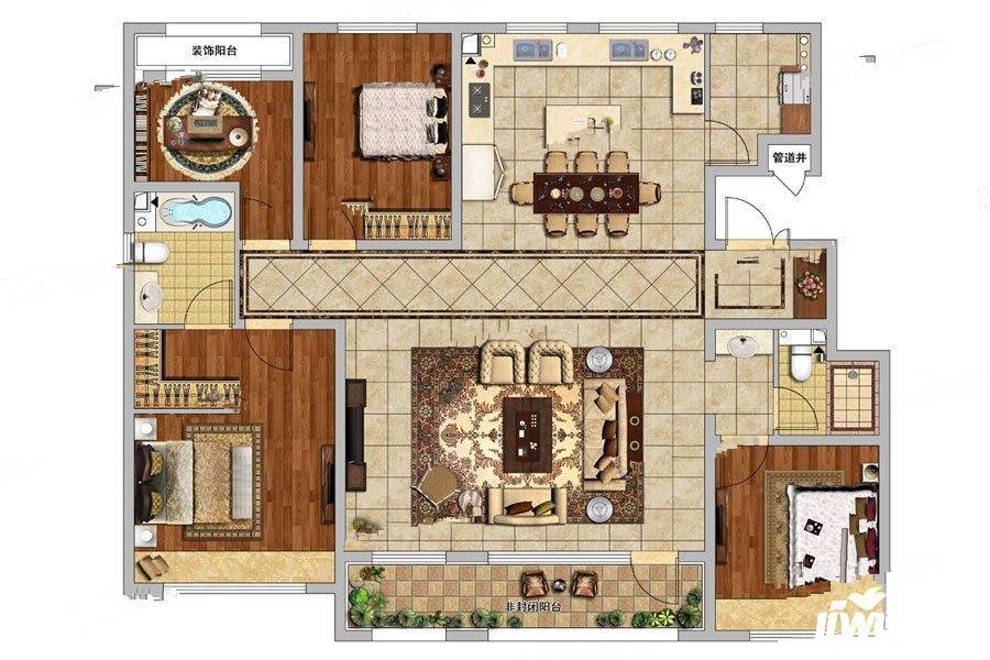 吴中桃花源4室2厅2卫160㎡户型图