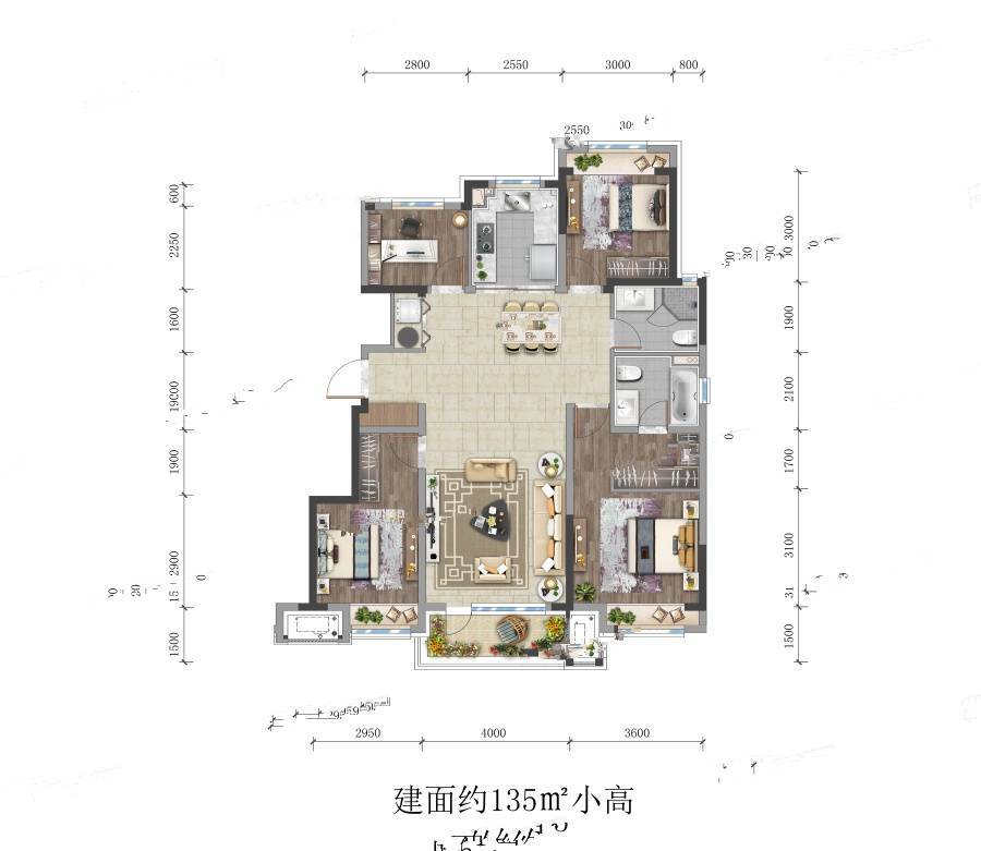 华润置地长安里4室2厅2卫135㎡户型图