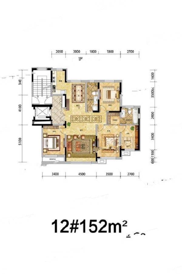 居然世界里3室2厅2卫152㎡户型图