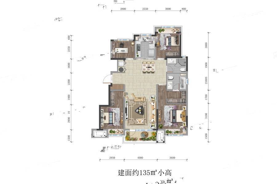 华润置地长安里4室2厅2卫135㎡户型图