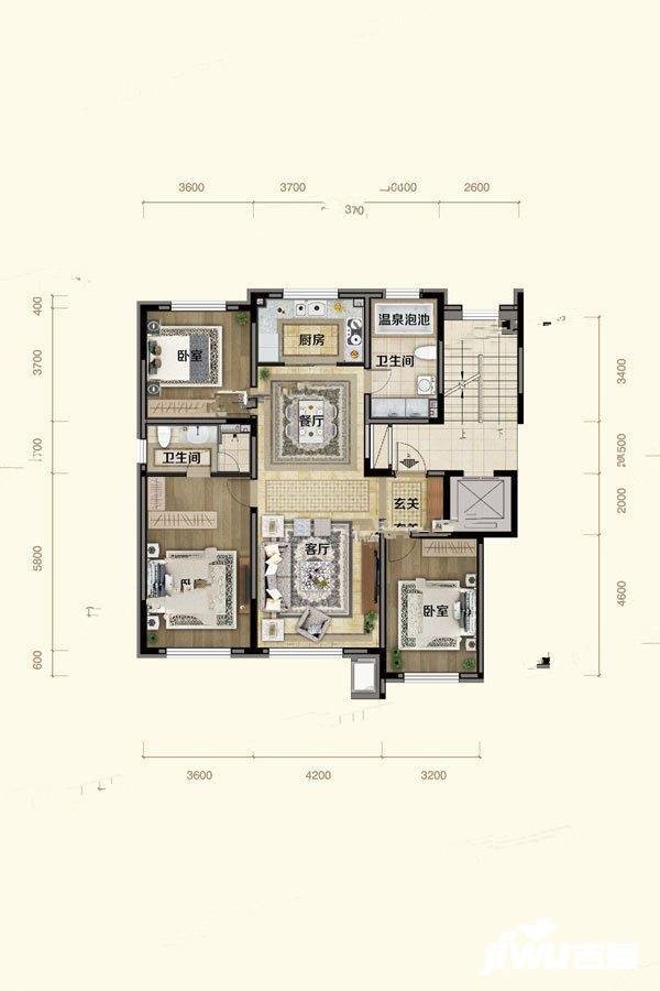 国信南山温泉城3室2厅2卫133㎡户型图