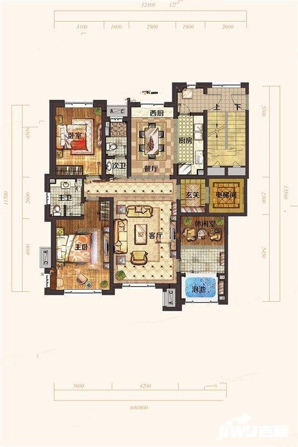 国信南山温泉城3室2厅2卫139㎡户型图