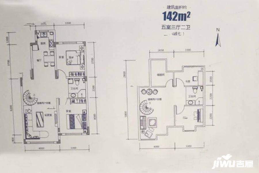 中天北湾新城5室3厅2卫142㎡户型图