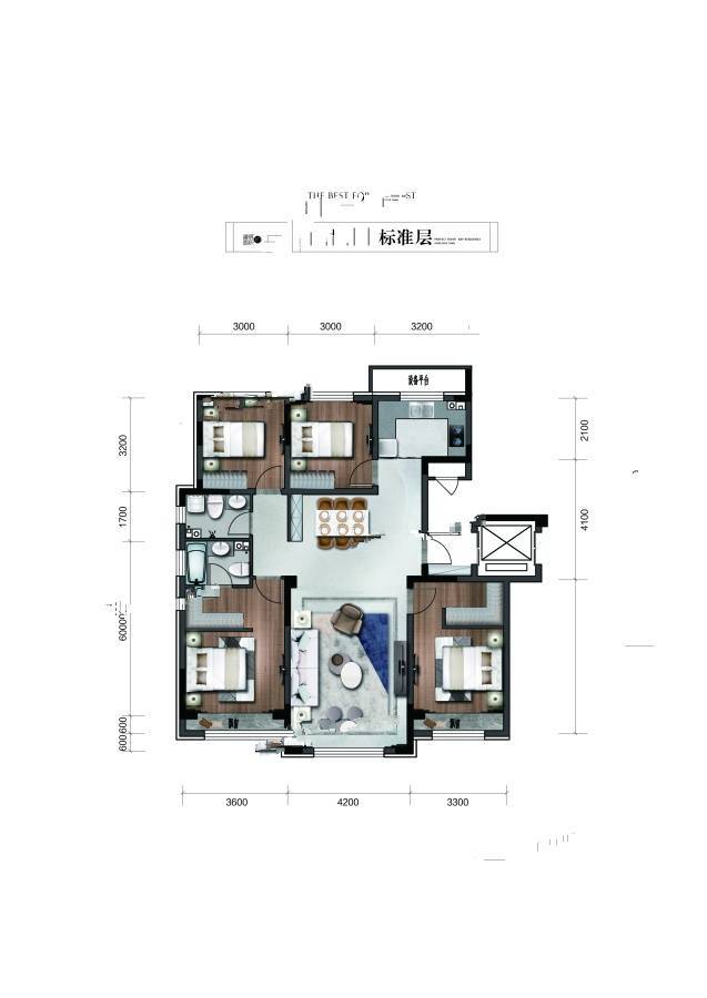 宝裕悦兰湾二期兰锦4室2厅2卫135㎡户型图