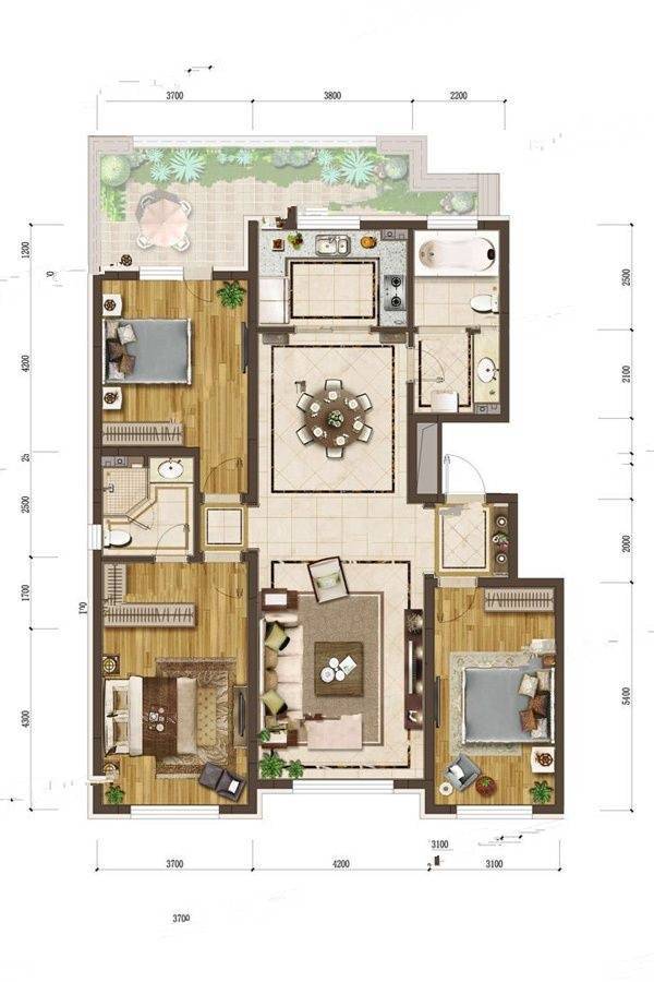 国信南山温泉城3室2厅2卫150㎡户型图