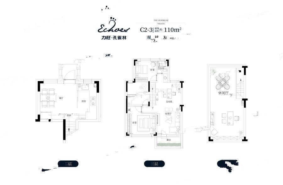 力旺孔雀林2室4厅1卫110㎡户型图